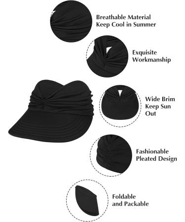 Komorebi Women's UV Protection Sun Hat with Wide Brim and Ponytail Opening - Black, One Size - Buy Online on GoSupps.com