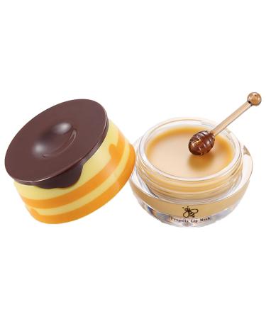 MEITREND Lip Mask Propolis Lip Care Cream Moisturizer Lip Balm With Lip Brush Lip Line Reduce Honey Smell Long Lasting Hydrating Skin Care Lip Cream For Dry Chapped Peeling Cracked Lips (Propolis)