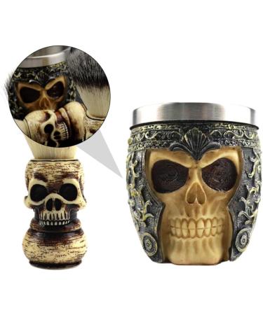 ABOOFAN Skull Beard Brush - Handmade Shaving Brush for Men | Unique Skull Design & Shell Foam | Perfect for Beards & Halloween Style - Buy Online on GoSupps.com