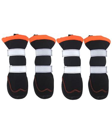 GLE2016 Dog Boots Snow Warm Dog Booties Water Resistant Dog Shoes Warm Lining Nonslip Rubber Sole with Reflective Strap Nonslip Rubber Sole for Snow Rain 4PCS(5# Orange) 5# Orange