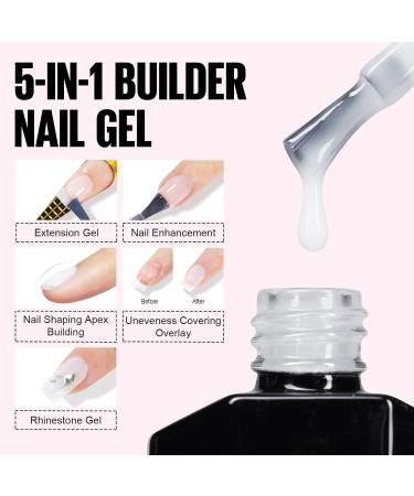 Tomicca 5 in 1 Milky White Builder Nail Gel 15ml - UV/LED Rubber Base for Nail Extension Repair & Strengthening - Buy Online on GoSupps.com