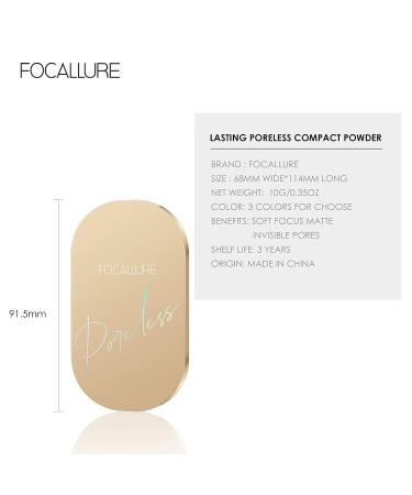 FOCALLURE Poreless Pressed Powder - Mineral Finishing Foundation, Ivory 101 | Matte Finish, Buildable Coverage | Controls Shine & Smooths Complexion - Buy Online on GoSupps.com