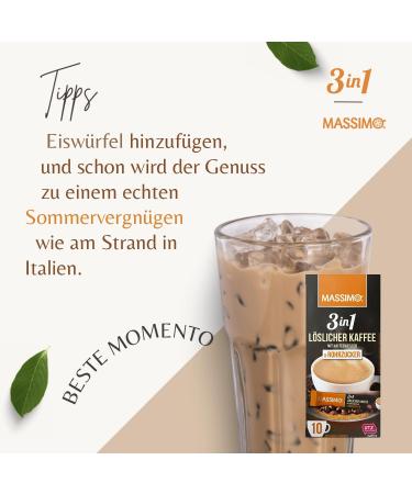 MASSIMO Instant Coffee 3 in 1 with Coffee Beans White Coffee and Cane Sugar - 160 Instant Coffee Sticks of 17 g - Quick Preparation - Pack of 16 - Buy Online on GoSupps.com