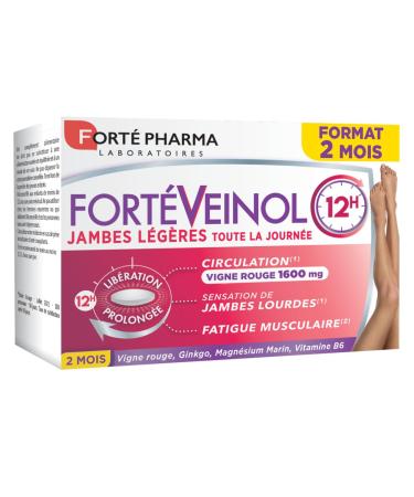 Forté Pharma - Forté Veinol 12h | Dietary Supplement Blood Circulation Legacies | Red Vine, Ginkgo Biloba, Magnesium, Vitamin C, E, B6 - Circulation, Heavy Legs | 60 tablets = 2 months