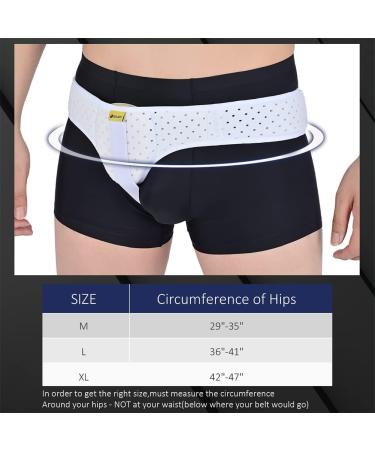 Hernia Belts for Men & Women - Adjustable Support Pain Relief with Removable Compression Pad - Left & Right Hernia - Size M (White) - Buy Online on GoSupps.com