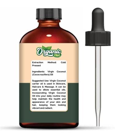 ORGANIC ZING Virgin Coconut (Cocos nucifera) Oil | Pure & Natural Carrier Oil for Skincare Haircare & Massage - 118ml/3.99fl oz - Buy Online on GoSupps.com