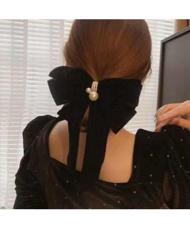 Elegant Large Black Hair Clip Loop with Pearl Sheet - Hair Accessories for Women & Girls | Perfect Gift - Buy Online on GoSupps.com