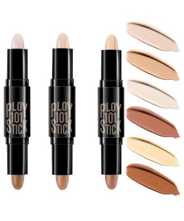Felico Contour Stick  3pcs Dual-ended Highlighter Stick  Wonder Stick Cream Highlight & Contour Makeup Kit  Bronzer and Highlighter Sticks Set for Face Contouring Shaping Makeup  Long Lasting & Waterproof - All Skin - Buy Online on GoSupps.com