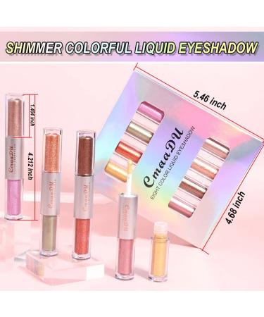 8 Colors Liquid Glitter Eyeshadow & Eyeliner Set | Sparkly Metallic Shimmer | Waterproof & Long Lasting | Glitter Eyeliner & Eyeshadow Palette - 1 Pack - Buy Online on GoSupps.com