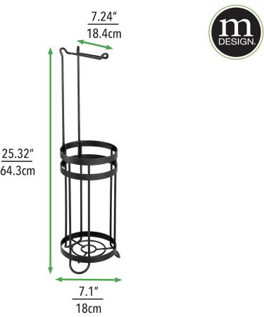 mDesign Metal Toilet Paper Holder Stand with Storage - Matte Black, Holds 3 Spare Rolls - Buy Online on GoSupps.com