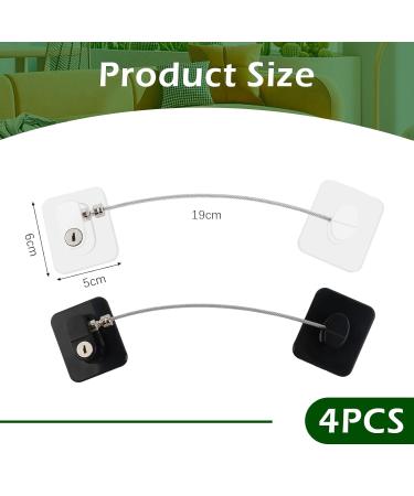 4 Pack Refrigerator Locks with Keys - Child Safety Locks for Closets Drawers & Windows - No Drill Installation - 2 Black & 2 White - Buy Online on GoSupps.com