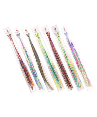minkissy 7 Sets Colored Hair Rope Girls Hair Accessories Kids Wigs Hair Ties for Braids Hair Tinsel Braid String Fairy Hair Tinsel Kit Hip Hop Hair Tie Braiding Ropes Braided Ribbons Child