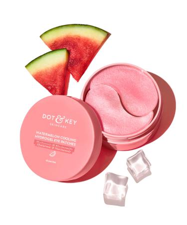 Dot & Key Watermelon Cooling Hydrogel Eye Patches | With Hyaluronic & Niacinamide | Under Eye Patches For Dark Circles & Puffiness Reduction | Instantly Hydrates Cools & De-Puffs | 60 Patches Pink