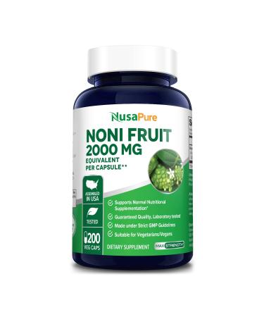 Noni Fruit 2000mg 200 Vegetarian caps (Extract 4:1, Non-GMO & Gluten-Free)