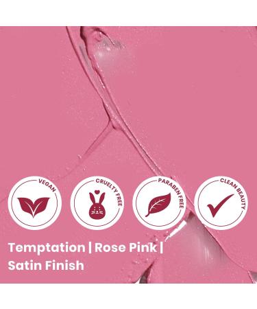 True + Luscious Super Moisture Lipstick - Clean Vegan & Cruelty-Free - Temptation Rose Pink - Lasting Hydration & Satin Finish - Buy Online on GoSupps.com