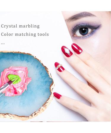 Resin Nail Art Palette Set - White and Blue | 2 Pieces Nail Gel Color Display Board with Gold Edge - Cosmetic Mixing Tools for Nail Painting - Buy Online on GoSupps.com