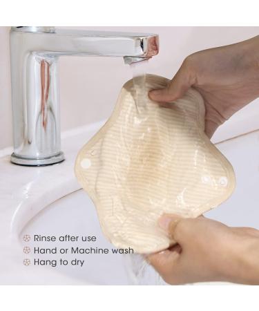 MQUPIN Reusable Cotton Panty Inserts - 5 Pack Cream Washable Leak-Proof Menstrual Pads for Women - Buy Online on GoSupps.com