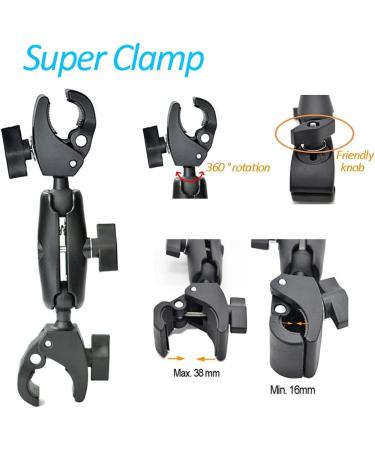 Fotoleey Action Camera Motorcycle Mount for Insta360 X4/X3/X2 One RS GoPro Hero 12/11/10 - 360 Rotation Double Clamp Aluminum for Double Stability - Buy Online on GoSupps.com
