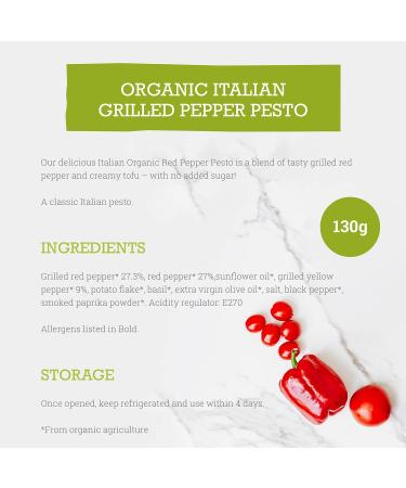 Mr Organic Grilled Pepper Pesto 130g - Non GMO, Preservative Free, Gluten Free & Vegan - No Added Sugar - Buy Online on GoSupps.com