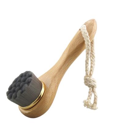 Healifty Facial Cleansing Brush Soft Natural Bristles Exfoliating Skin Cleansing Facial Cleanser with Wooden Handle (Black) - Buy Online on GoSupps.com