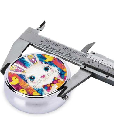 Easter Color Bunny Portable Metal Pill Box | Round Mini 3-Compartment Travel Case for Small Pills - Buy Online on GoSupps.com