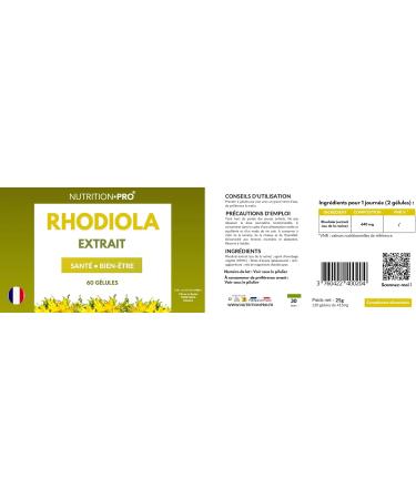 Rhodiola Rosea 60 G lules V g tales Extrait Concentr 1% Salidrosides Anti-Stress & Anti-Fatigue Clart Mentale M moire Endurance Compl ment Adaptog ne Naturel Nutrition pro - Buy Online on GoSupps.com