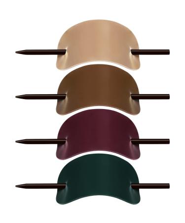 4 Pieces Oval Faux Leather Hair Pin Leather Hair Barrette with Wooden Stick, Hand Made Leather Barrette Leather Slide Barrette Hair Slide Pin Hair Accessories for Women and Girls