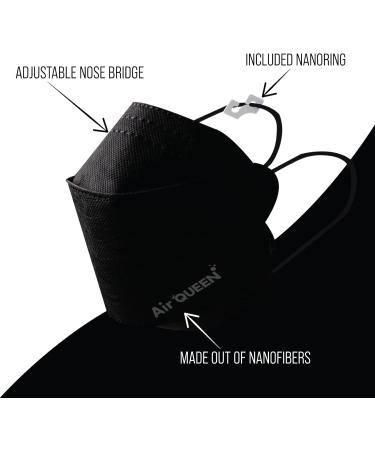 Air Queen BLACK (30 Pack) Nanofiber Mask | FDA Approved 2021 Improved Redesign Ergonomic Design Breathable Ultra Thin and Lightweight Protects from Dust and Pollen Individually Packaged Face Masks Made in Korea - Buy Online on GoSupps.com