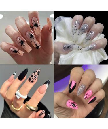 6 Sheet Halloween Nail Stickers - Spider Web Spooky Designs 3D Self-Adhesive Nail Decals for Halloween Decoration - Buy Online on GoSupps.com