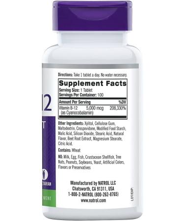 Natrol Fast Dissolving Vitamin B12 5000 mcg â€“ 100 Tabs | Boost Energy & Support Metabolism - Buy Online on GoSupps.com
