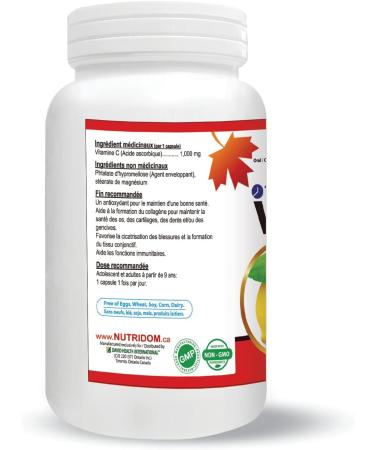 Nutridom Time-Release Vitamin C 1000mg Vegan Non-GMO Gluten free Soy free and Dairy free (120 Veggie Capsules) - Buy Online on GoSupps.com