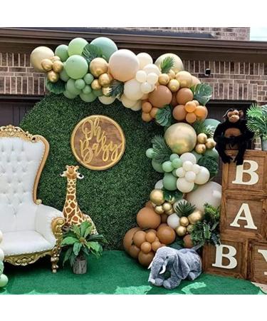 143Pcs Sage Green Balloon Garland Arch Kit Jungle Safari Woodland Balloon Garland Arch Sage Green Brown Beige Gold Balloons for Baby Shower Wild One Safari Birthday Decorations (Sage Green) - Buy Online on GoSupps.com