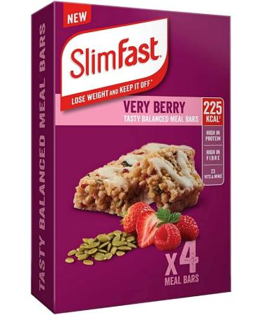 Slim Fast Meal Replacement Very Berry High Protein (4X Box of 4 Total 16 Bars) - Buy Online on GoSupps.com