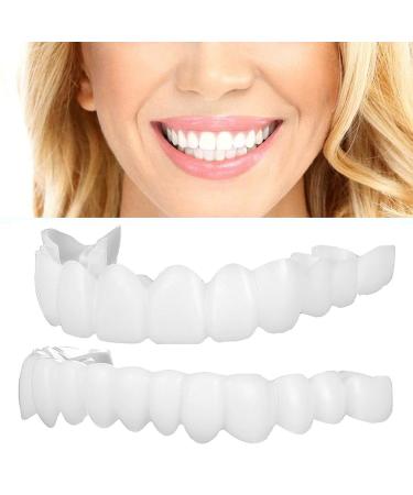 Fluktrix 2 pair of instant veners temporary dentures cosmetic tooth cover adjustable veneers for upper and lower teeth clip-in-veiners for men and women