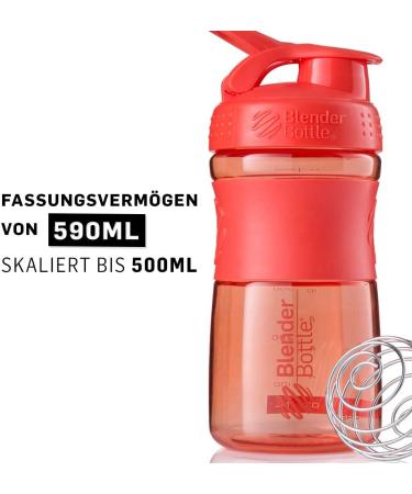 BlenderBottle SportMixer Tritan 590ml - BPA Free Coral Protein Shaker & Fitness Water Bottle with Blender Ball - Buy Online on GoSupps.com