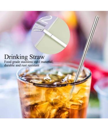 Reusable Stainless Steel Straight Straw Lightweight Portable Retractable Drinking Straw Cleaning Brush Kit - Buy Online on GoSupps.com