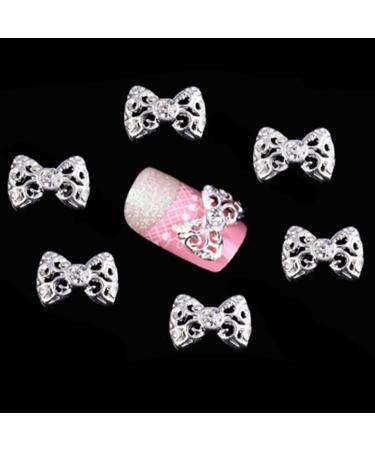 Broadfashion 10pcs 3D Glitters Bowknot Nail Stickers | Silver Bow Rhinestone Nail Art Decoration - Shop Internationally - Buy Online on GoSupps.com