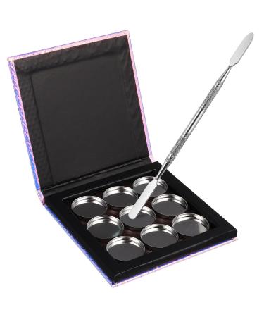 HOMSFOU Palette de Maquillage Magn tique Vide Ronde Petite avec Godets M talliques et Spatule en Acier Inoxydable Palette de Cosm tiques pour Fards Paupi res Blush et Poudres