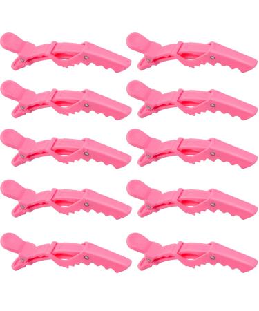 10x Crocodile Hair Clips Barrette Professional Styling Hair Clips Sectioning Clamp for Thick Hair with Nonslip Grip and Wide Teeth for Salon Home Use Women and Girls (Pink)