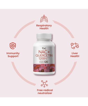 VHC NAC Supplement 1200mg with Quercetin - 2-in-1 Dual Action for Respiratory Liver & Immune Support - Made in USA - Buy Online on GoSupps.com