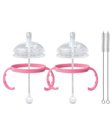 Anpei Straw Sippy Cup Nipple Kit Bundle for Comotomo Baby Bottles | 6 Piece Set with Brushes - Pink - Buy Online on GoSupps.com