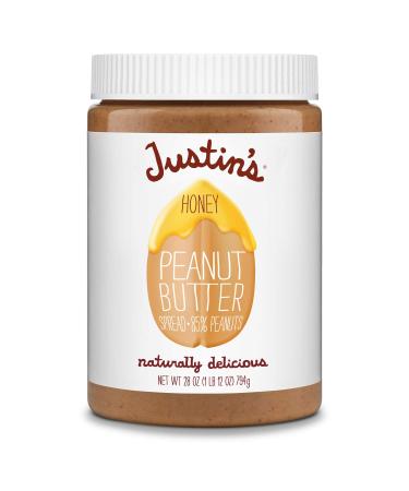 Justin's Honey Peanut Butter, No Stir, Gluten-free, Non-GMO, Responsibly Sourced, 28 Ounce Jar