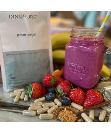 INNOPURE Super Sage Leaf 4000mg Capsules - Menopause Symptom Relief - High Strength Formula - Vegan - 60 Capsules - UK Made - Buy Online on GoSupps.com