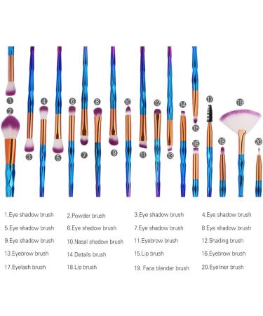 MUJGAN 20-Piece Makeup Brush Set Includes Brushes for Eye Shadow Eyeliner Eyebrow Lip Nose and Foundation - Soft and Durable Sponge Material for Flawless Application Gift (Purple - Dark Blue) - Buy Online on GoSupps.com