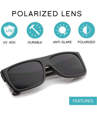 zeroUV Eazy E Square Flat Top Sunglasses | Shiny Black/Smoke Polarized - OG Loc Style - Buy Online on GoSupps.com