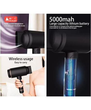 WTTTTW Foldable Cordless Hair Dryer 5000mAh Battery Operated Hair Dryers Rechargeable Cordless Hair Dryer Portable Travel Blow Dryer Gifts for Women/Mom/Girls - Buy Online on GoSupps.com