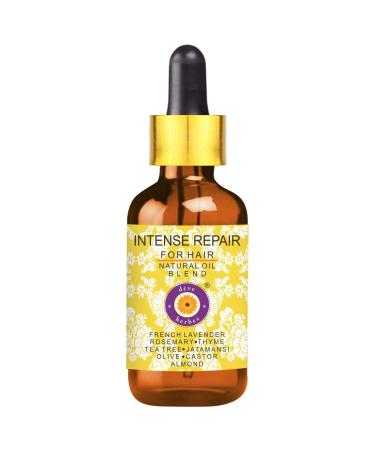 Intense Repair Hair Oil - For Dry  Damaged and Brittle hair. Reduces hairfall. Jatamansi  Rosemary  Thyme  Tea Tree & French Lavender Essential Oils in Almond  Castor & Olive 50ml (1.69 oz) Intense Repair 1.69 Fl Oz (Pac...