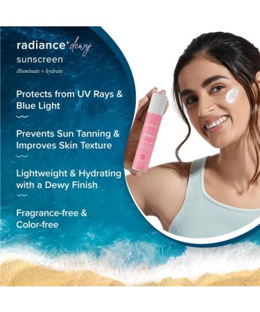 Aqualogi Radiance Plus Dewy Sunscreen Cream - SPF 50+ | Watermelon & Niacinamide | UVA/UVB Protection | 50g | International Shipping Available - Buy Online on GoSupps.com