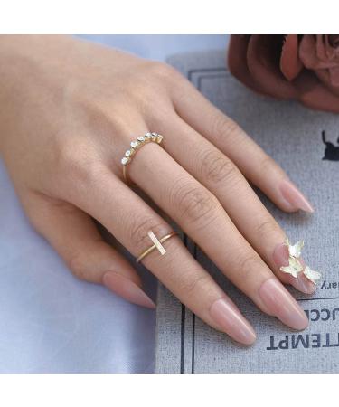 Sethexy Glossy Oval False Nails - Pink Long Gold Butterfly Acrylic Tips | 24 Complete Press-On Nail Set for Women & Girls - Buy Online on GoSupps.com