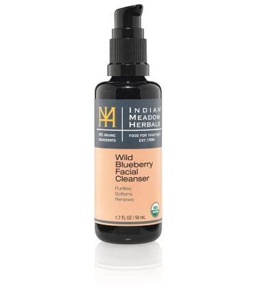 Indian Meadow Herbals Wild Blueberry Facial Cleanser (1.7oz) - Nourishing cleanser. Purifies & Rejuvenates . Gentle formula. Make-Up Remover. USDA CERTIFIED ORGANIC.